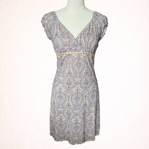 Y2K Blue & Cream Printed Midi Dress